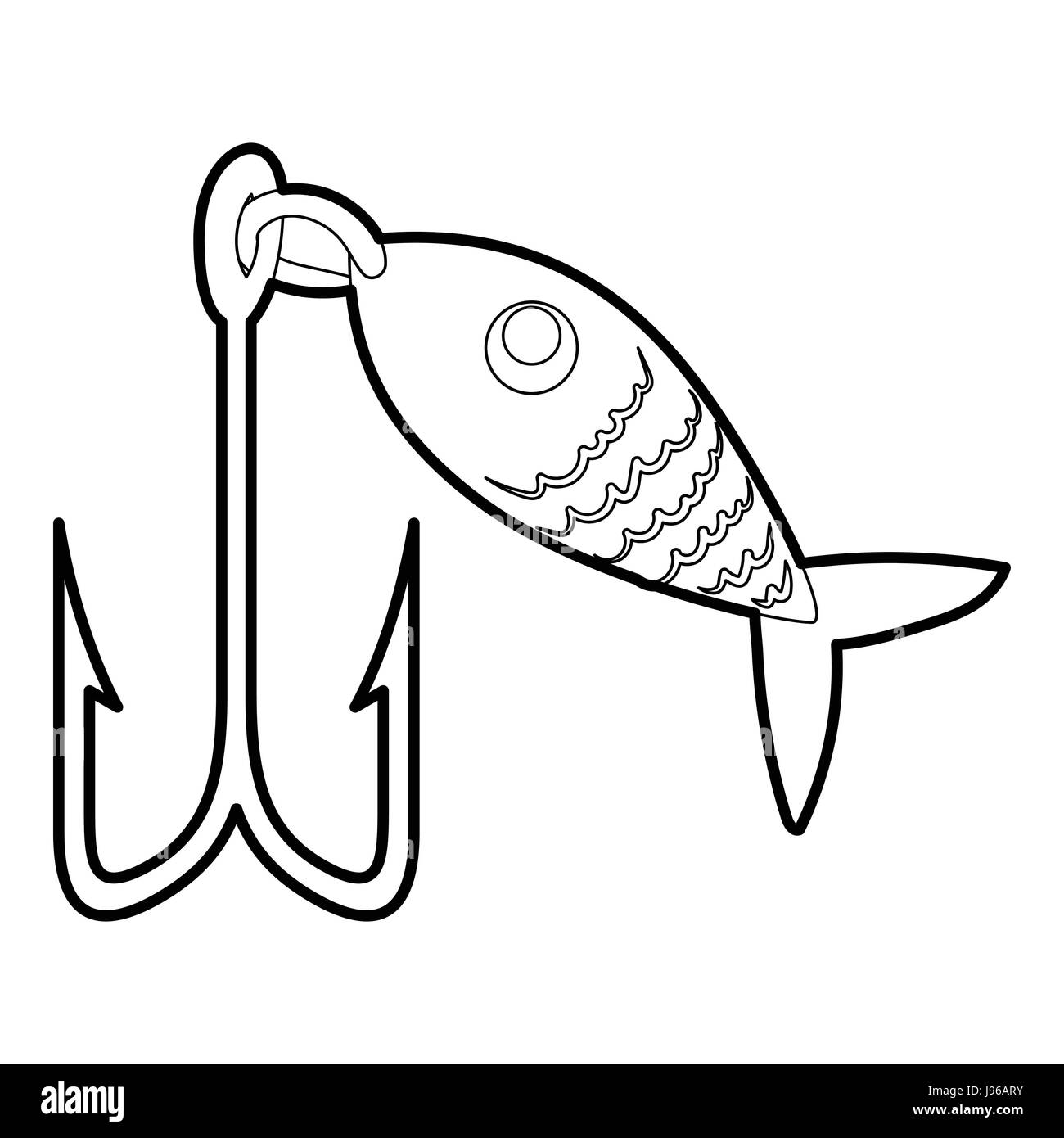 Leurre de pêche, l'icône de style contour Illustration de Vecteur