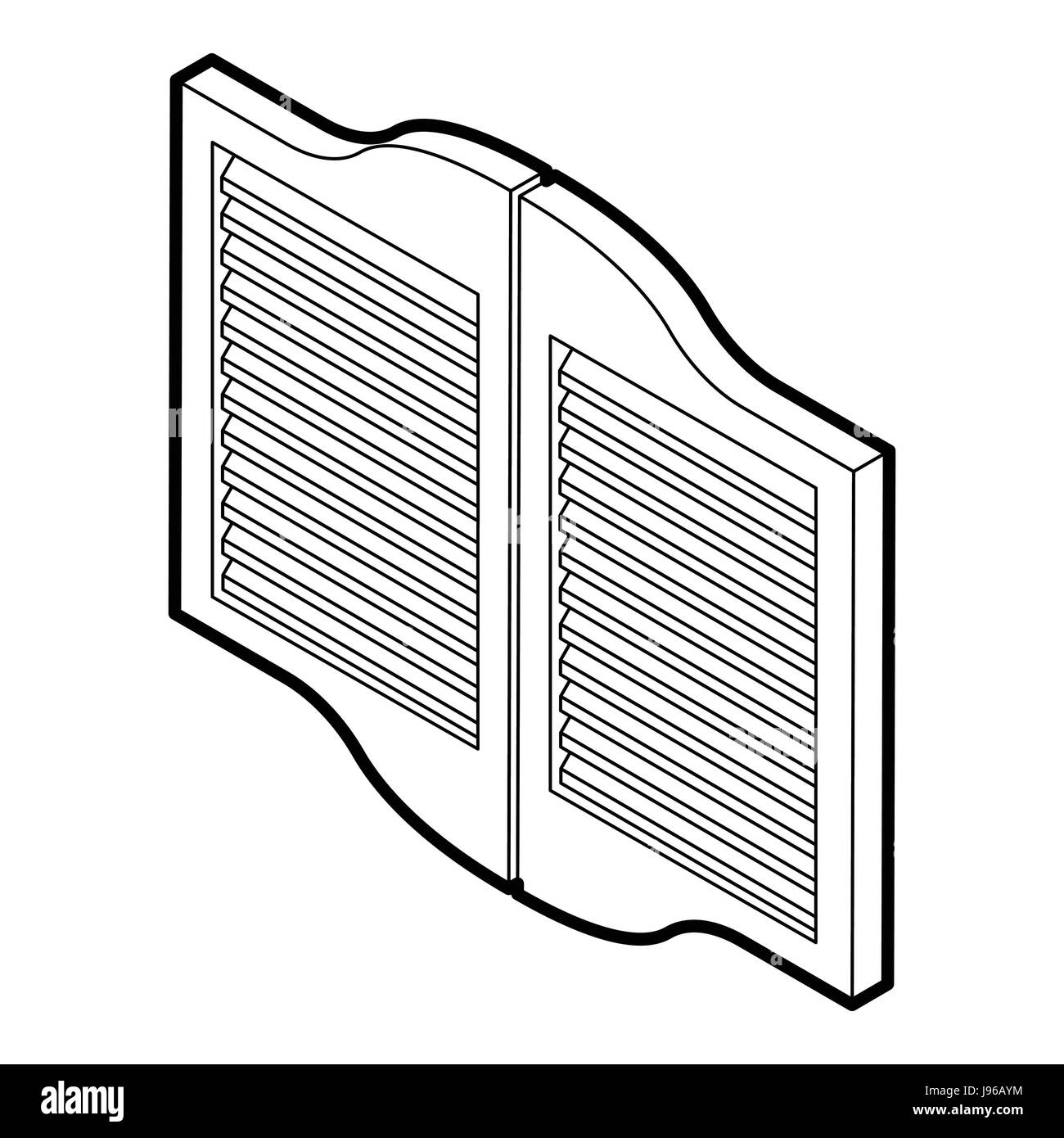 Portes en western saloon style du contour, icône Illustration de Vecteur