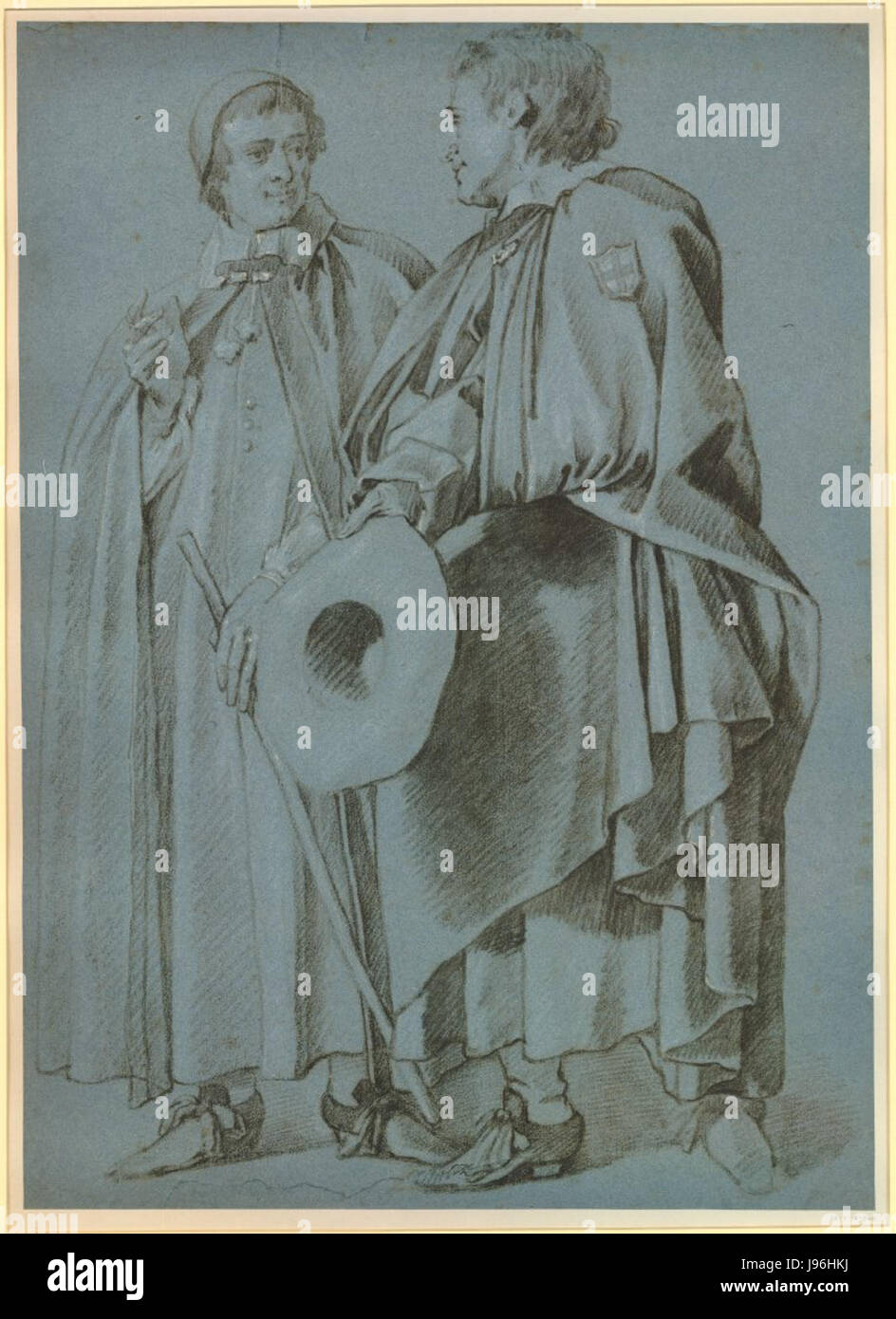 Deux chevaliers de Windsor dessin à la craie par Peter Lely Banque D'Images