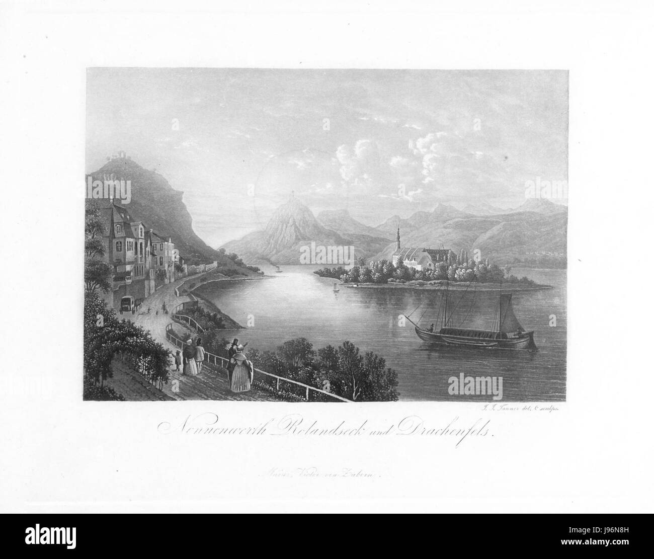 Nonnenwerth Rolandseck und Drachenfels Johann Jakob Tanner 1840 Banque D'Images Nonnenwerth Rolandseck und Drachenfels Johann Jakob Tanner 1840 Banque D'Images