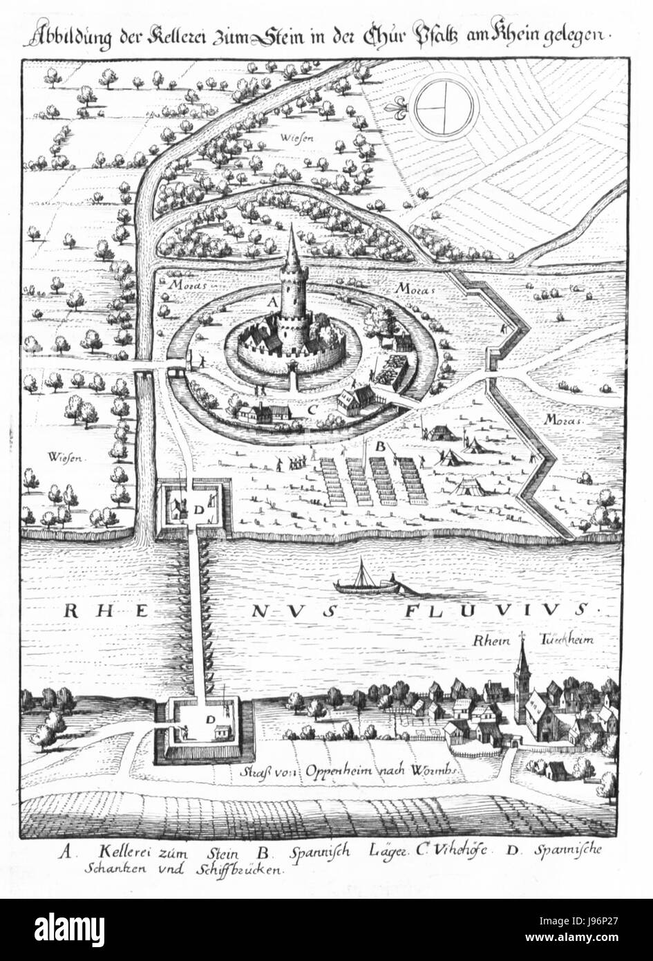 Palatinatus Rheni (Merian) 213 Schnitt Banque D'Images