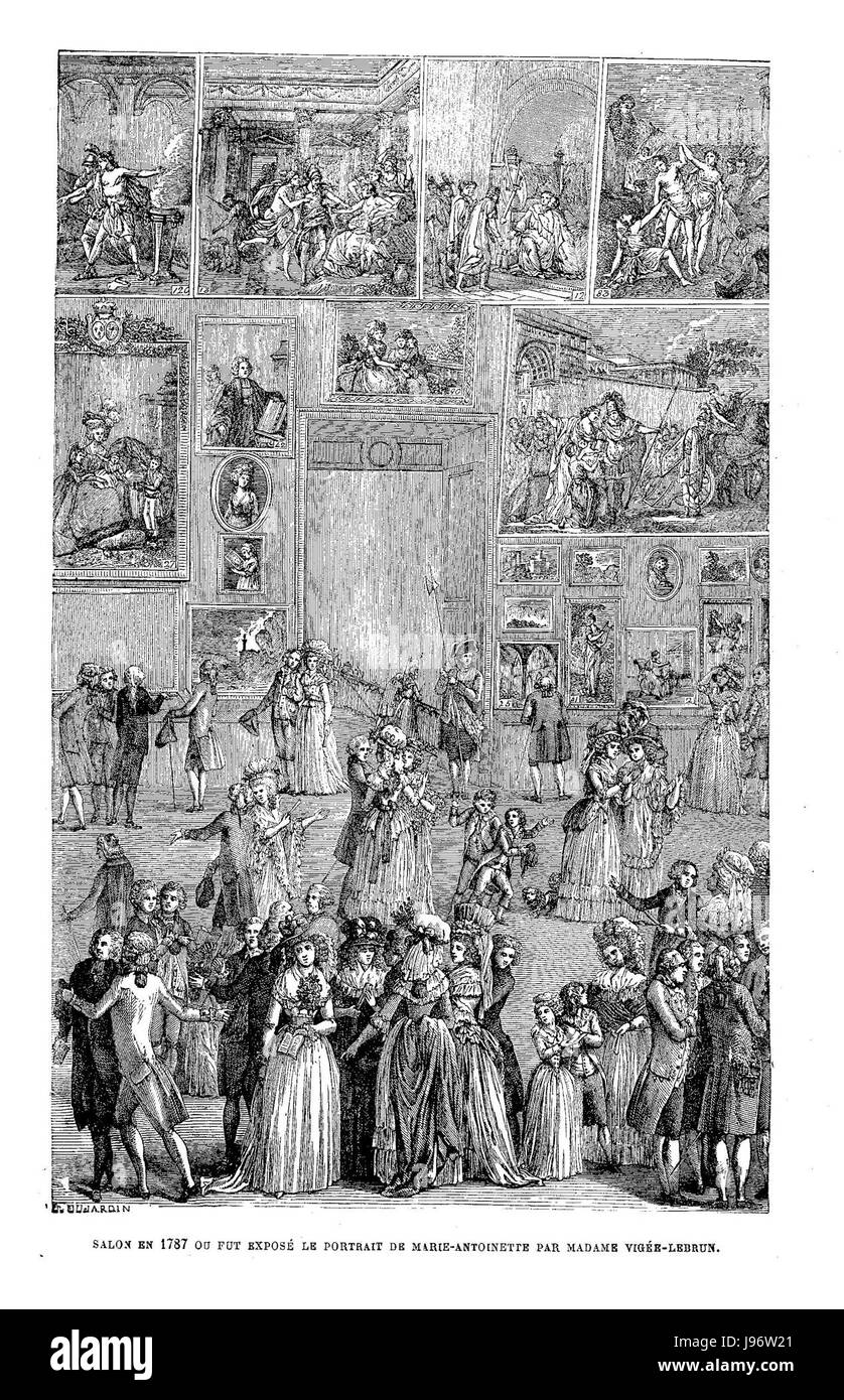 Le *salon de peinture* de 1787 était une importante exposition annuelle d’art à Paris, présentant un large éventail d’œuvres. Cet événement a joué un rôle déterminant dans la formation de la scène artistique française, en particulier pendant la période pré-révolutionnaire. Banque D'Images