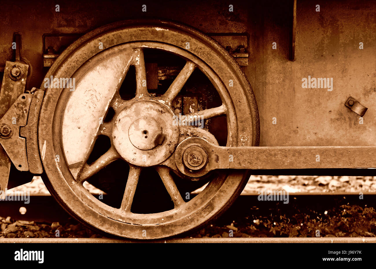 Roue, vintage, le fer, l'acier, métal, mécanicien, retro, chemin de fer, locomotive, Banque D'Images