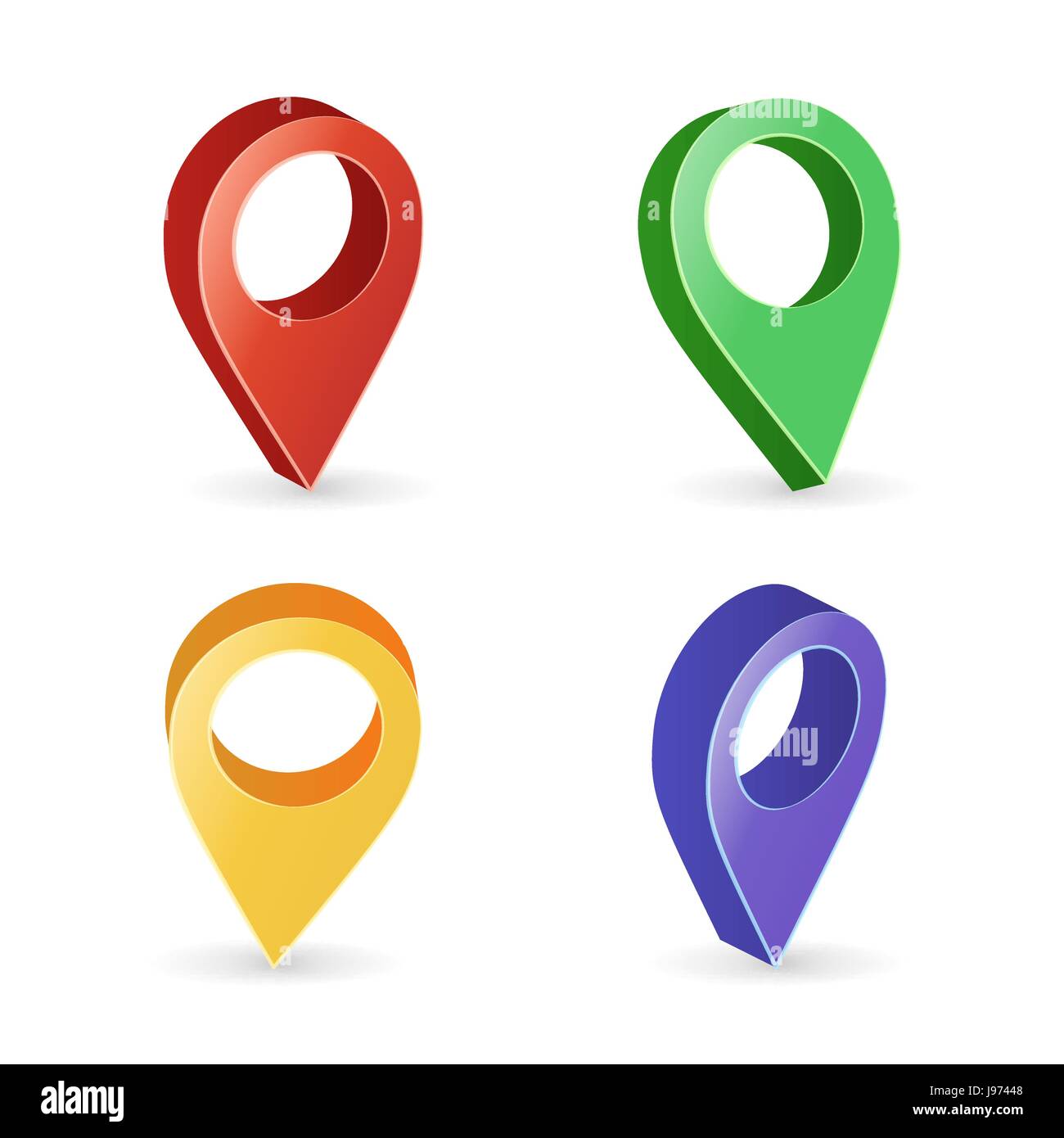Pointeur de carte 3D Vector. Haut de carte moderne des marqueurs. Symbole Navigator isolé sur fond blanc avec l'ombre doux Illustration de Vecteur