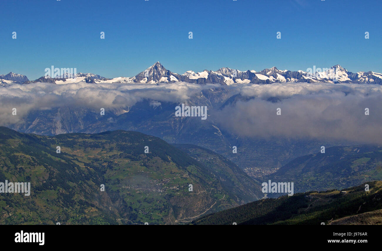 Vue aérienne - Suisse-wallis vallée du Rhône-Visp-brig-Aletsch Banque D'Images