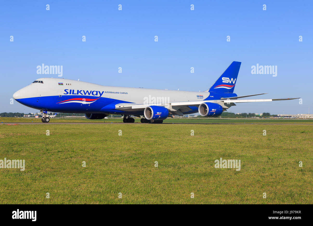 Amsterdam/netherland mai 29, 2017 : Boeing 748 cargo silkway de taxer à l'aéroport d'amsterdam Banque D'Images