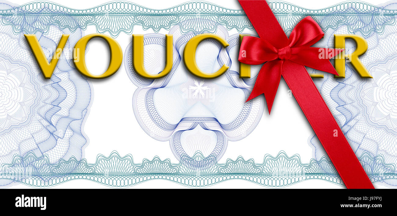 Vide professionnel sécurisé guillochée, bon de réduction ou chèque cadeau, conçu comme un document de valeur, l'enregistrement officiel Banque D'Images