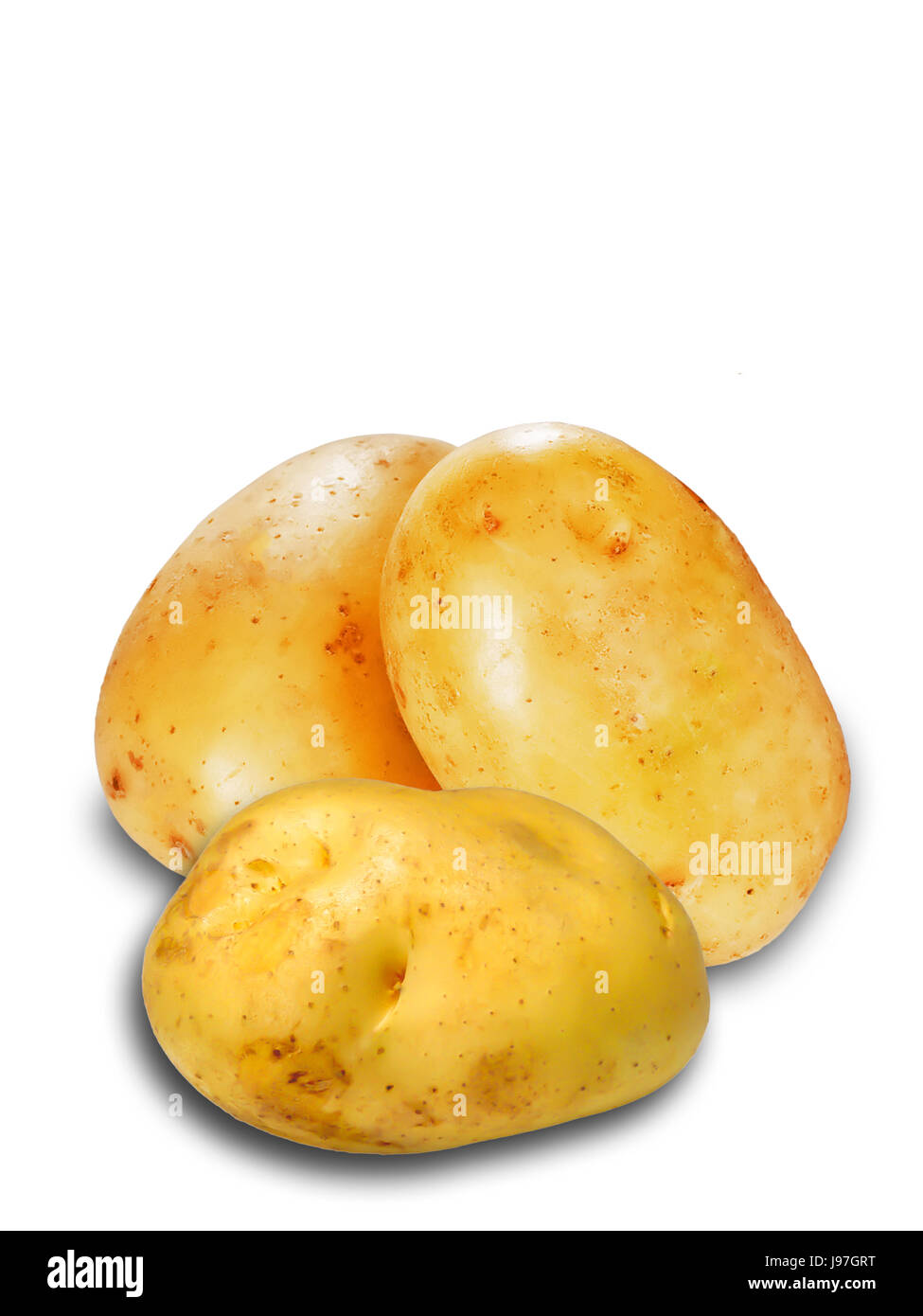 Pommes de terre non cuites fraîches isolés contre l'arrière-plan de couleur blanche Banque D'Images