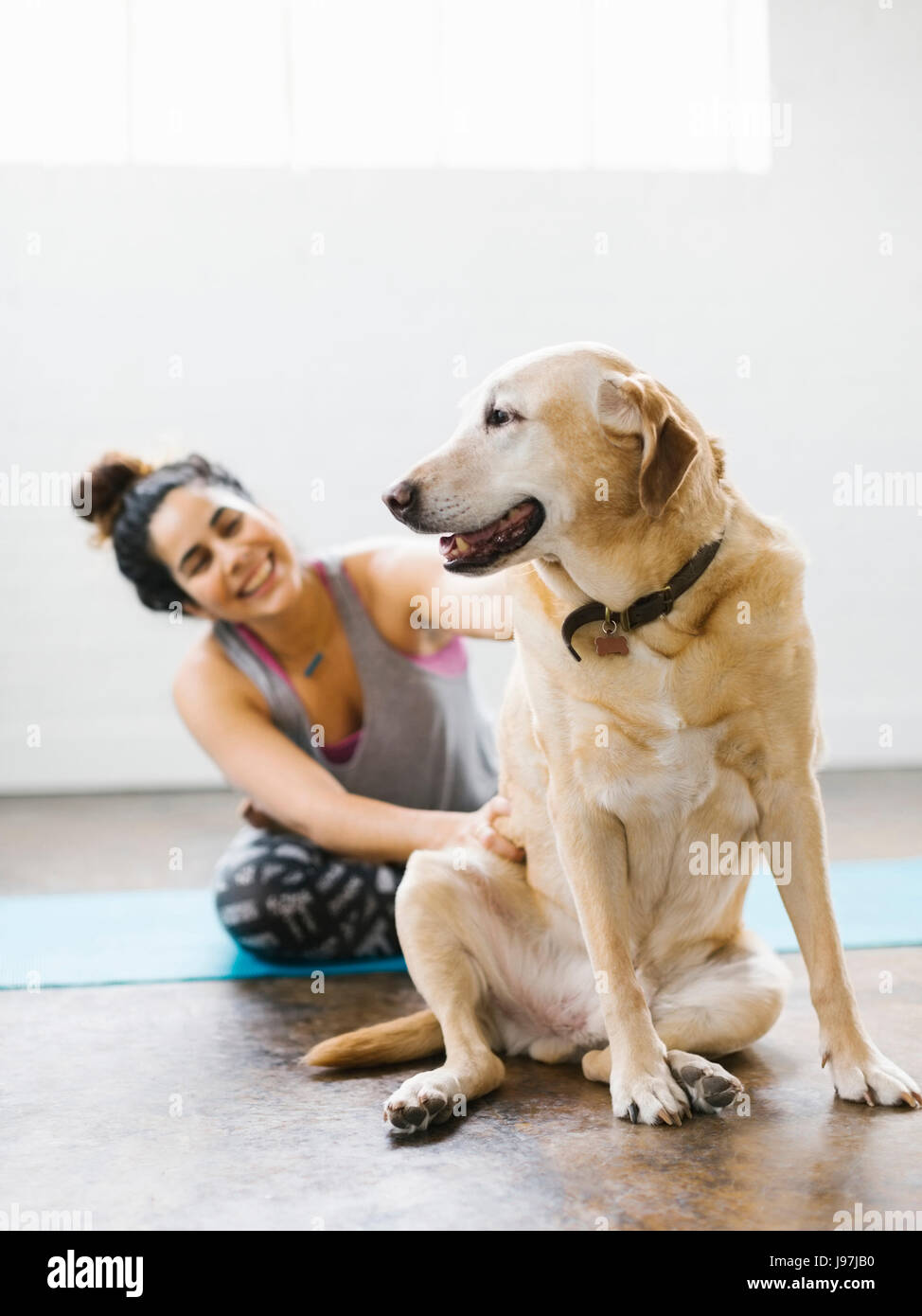 Woman with dog Banque D'Images