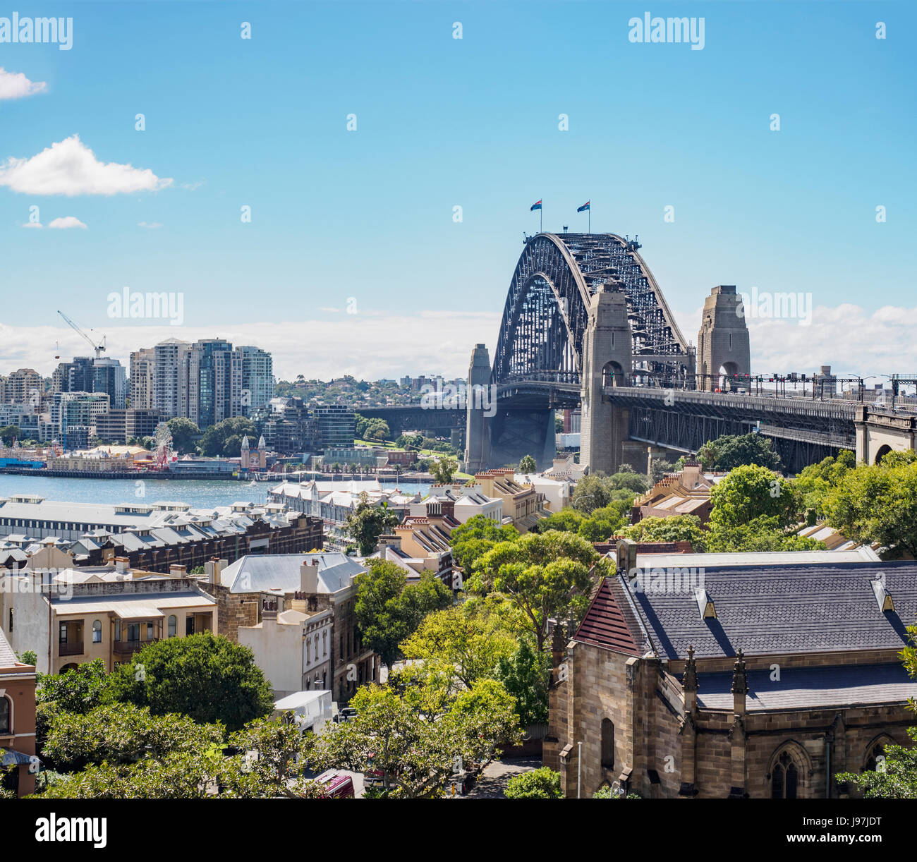 L'Australie, New South Wales, Sydney, paysage urbain, pont sur Harbour Banque D'Images