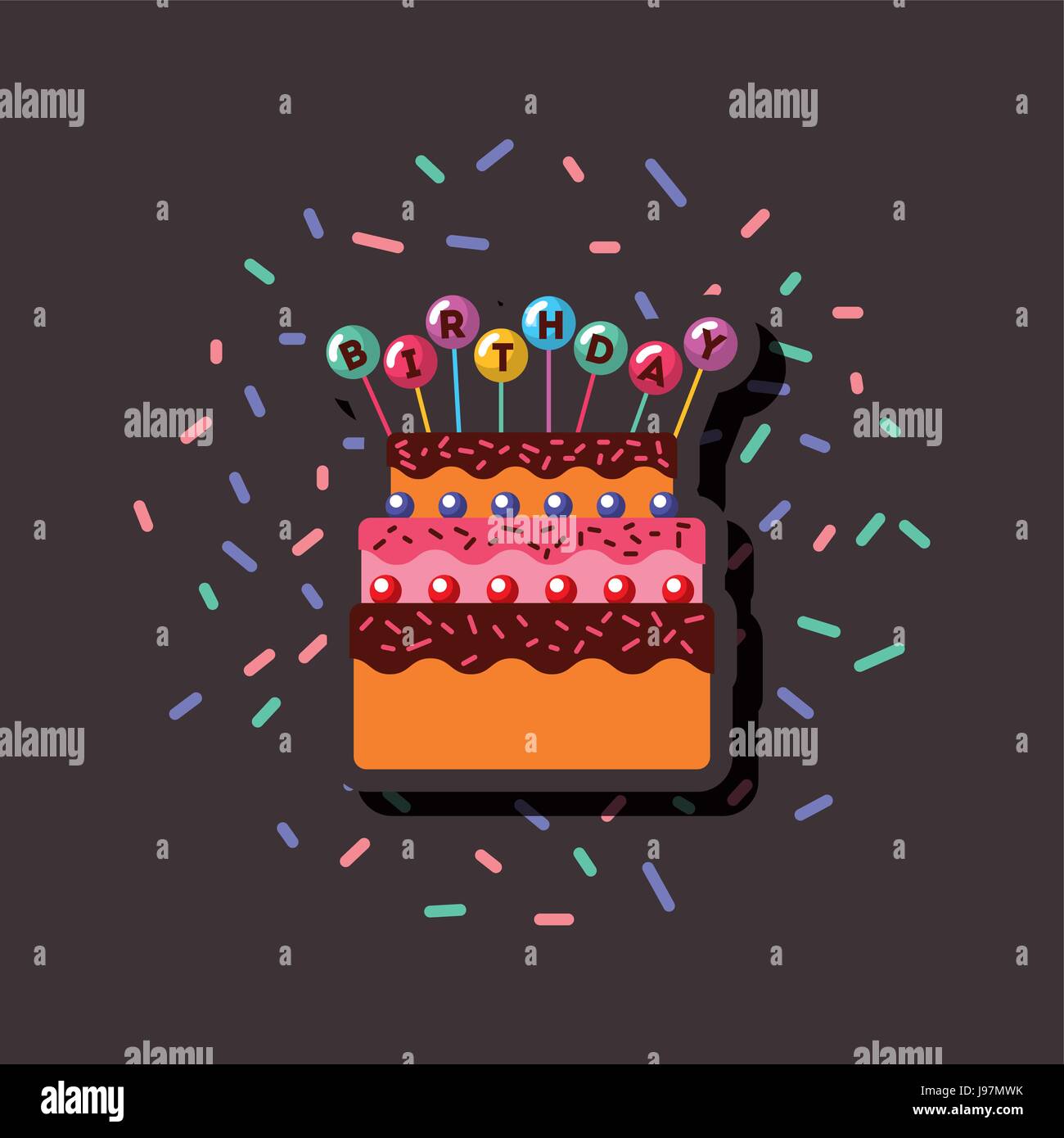 Joyeux Anniversaire Gateau Kawaii Image Vectorielle Stock Alamy