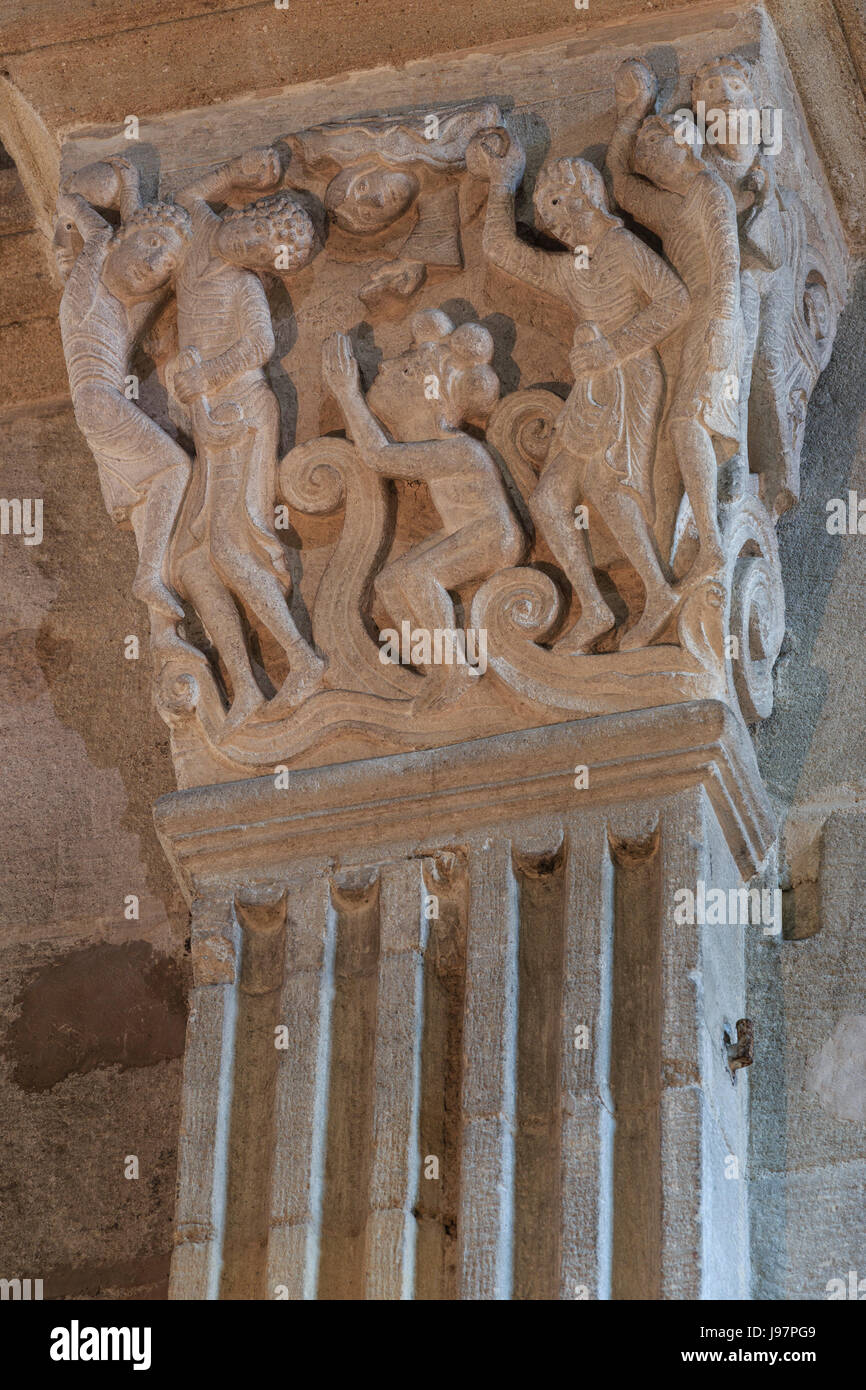 France, Saône et Loire, Autun, Cathédrale Saint Lazare, capital, la lapidation de saint Etienne Banque D'Images