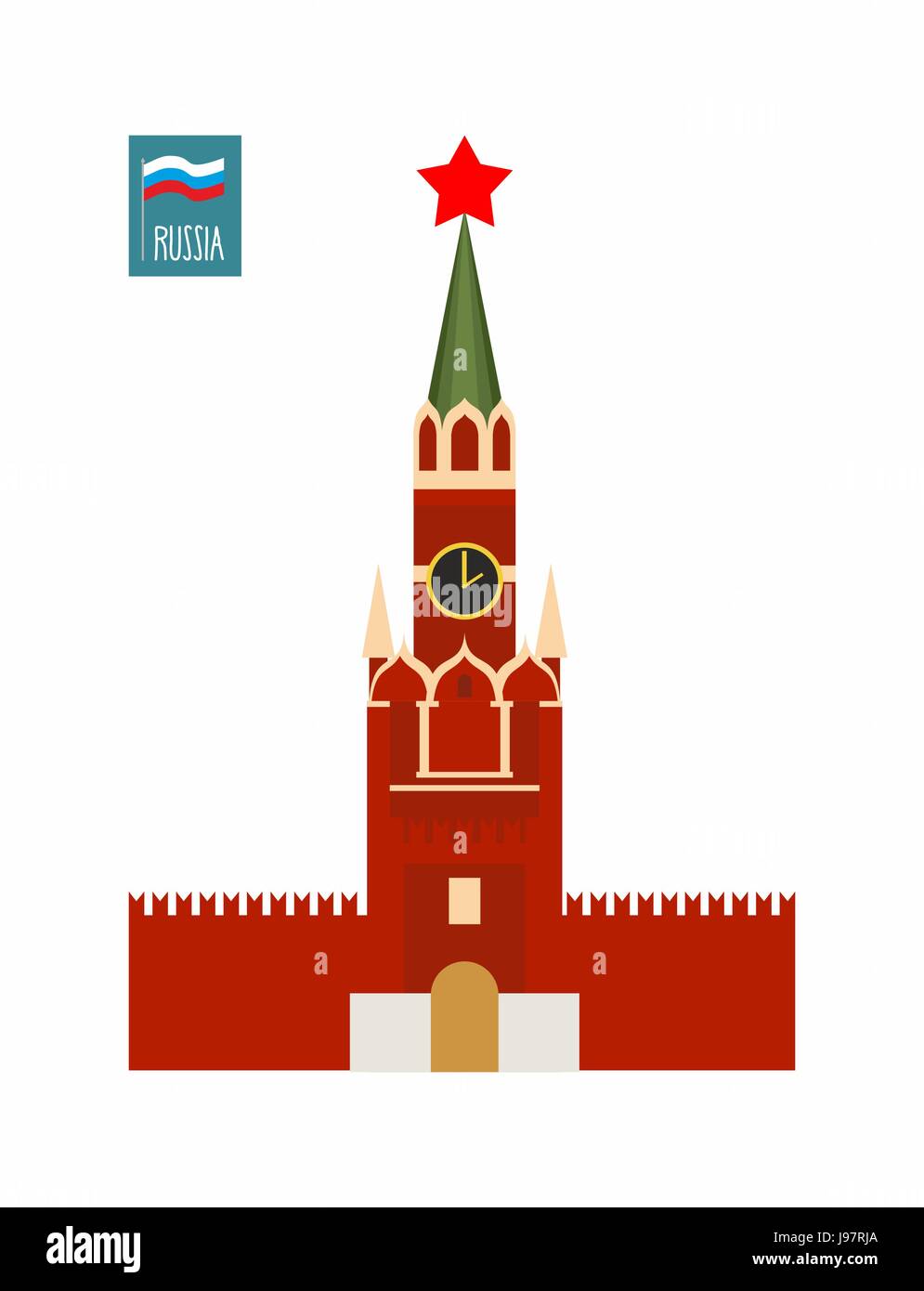 Tour de Kremlin de Moscou. Vue de la Russie. Vector illustration Illustration de Vecteur