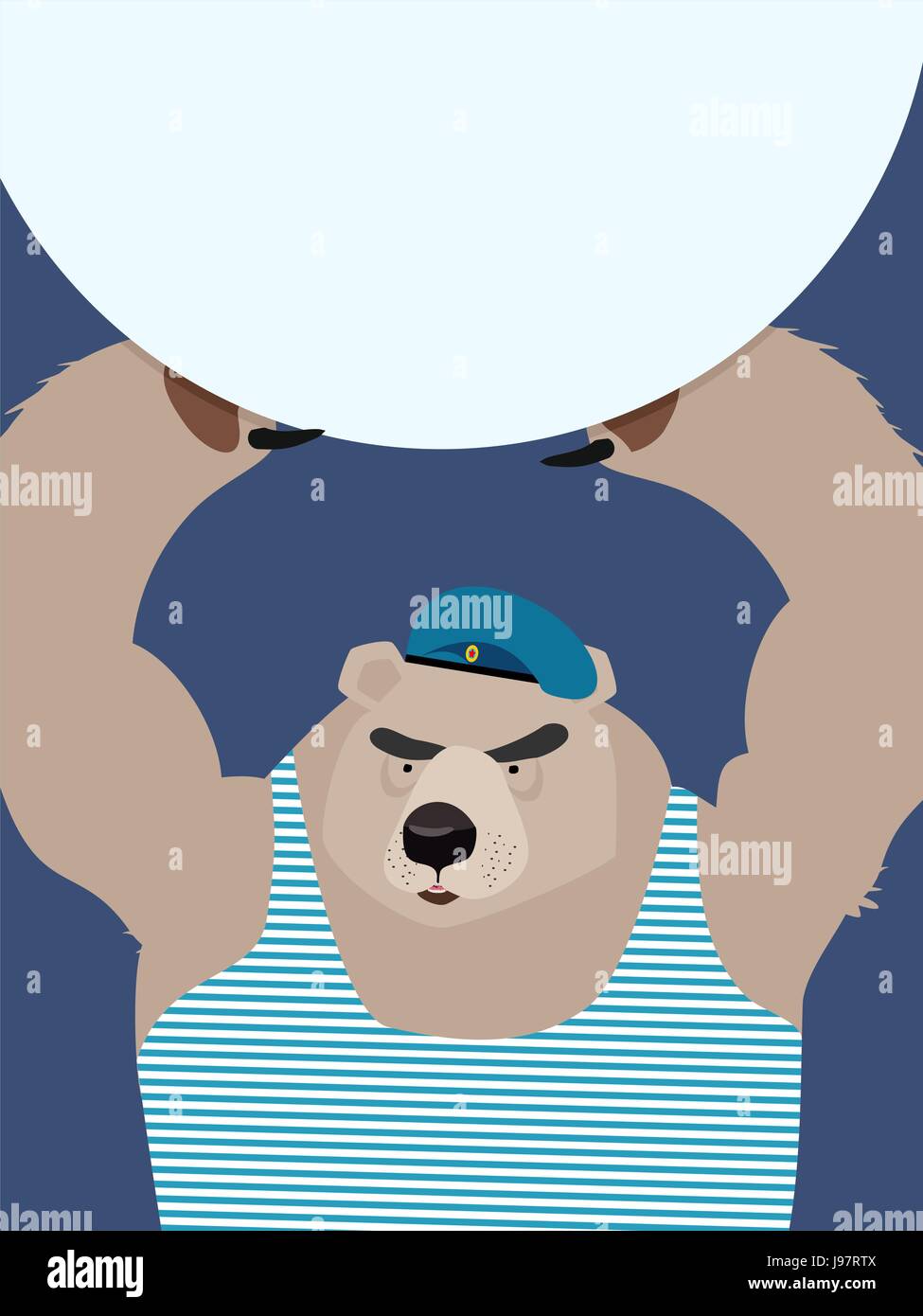 Forte et sauvage de l'ours russe en béret bleu Illustration de Vecteur
