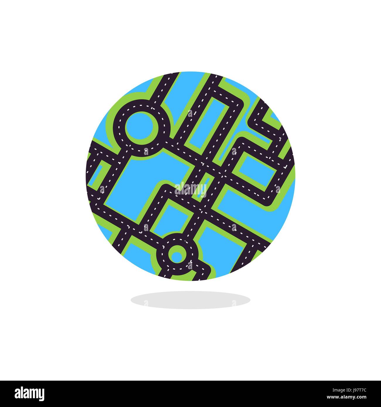 La terre avec les routes. Planète planète la plus proche. L'urbanisation de la planète. Logo de voyage. Illustration de Vecteur
