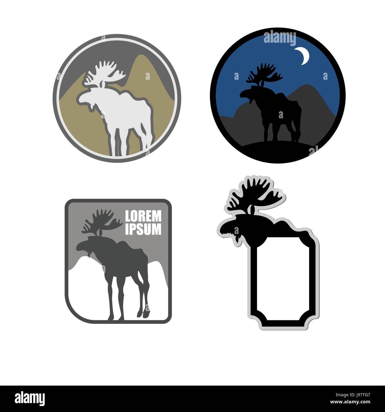 Ensemble d'icônes orignal. logo Emblème de chasseurs ou de le parc naturel avec des animaux sauvages. Vector illustration Illustration de Vecteur