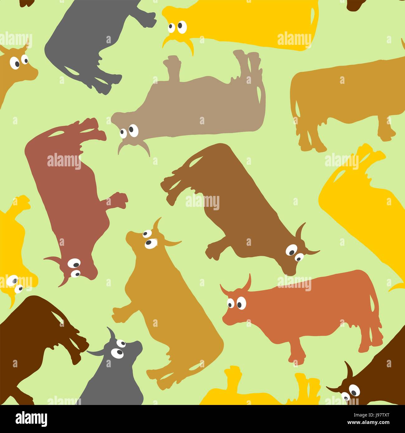 Une vache. Crazy Cow, avec de grands yeux. Animaux domestiques Vector background Illustration de Vecteur