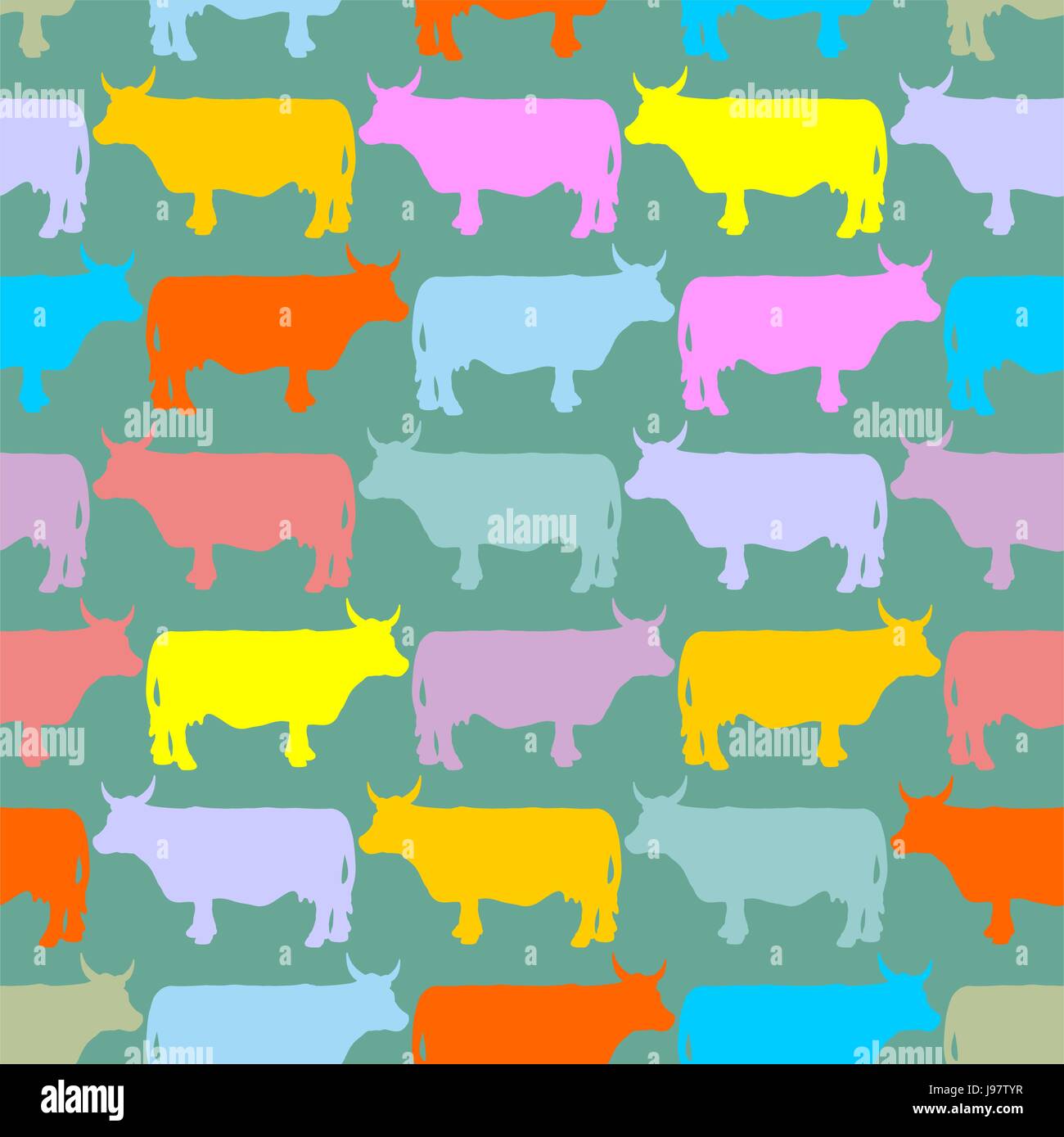 Сolored troupeau de vaches. Ornement modèle homogène d'animaux dans l'exploitation Illustration de Vecteur