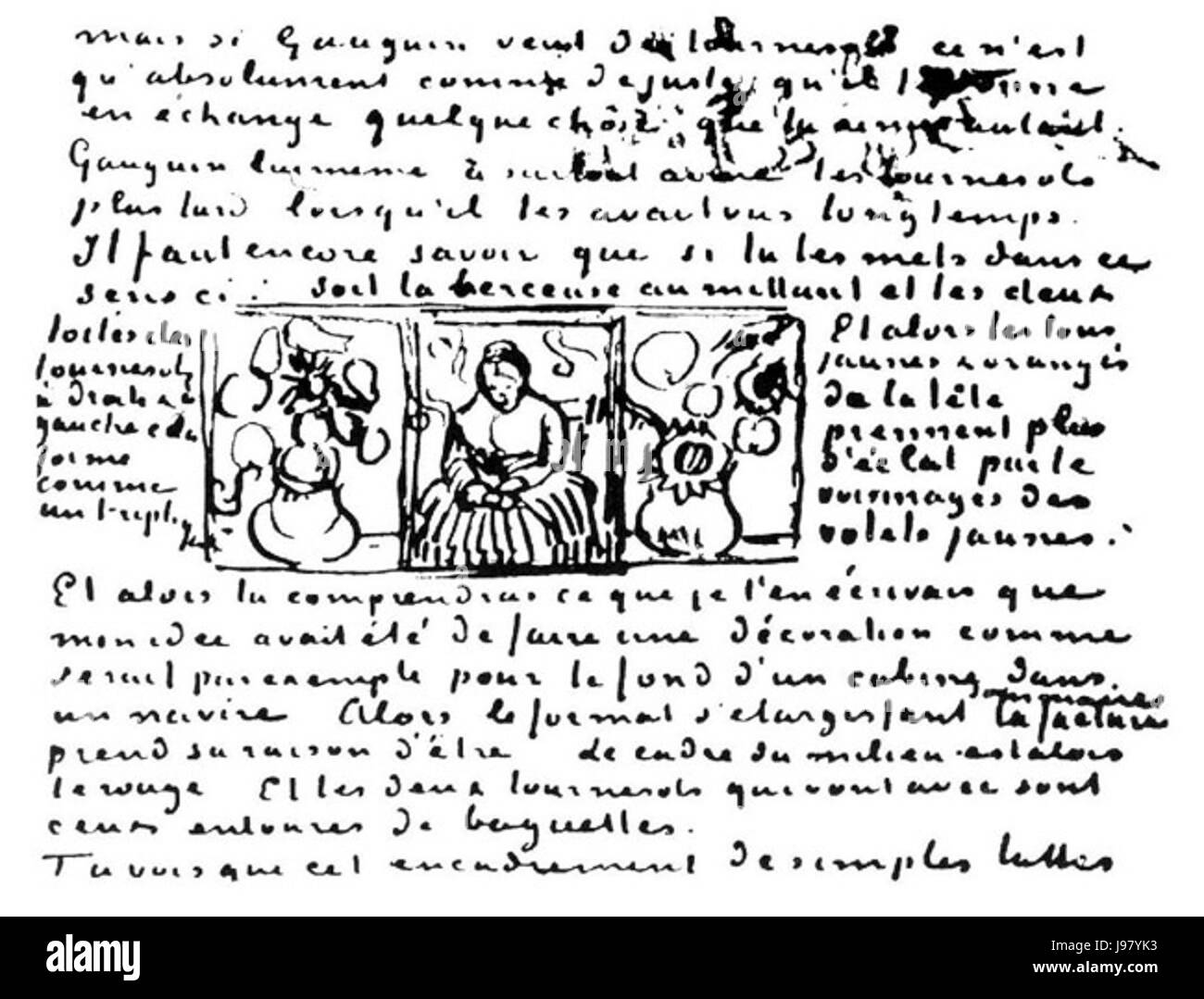 Vincent van Gogh Tournesols Berceuse lettre triptyque Banque D'Images