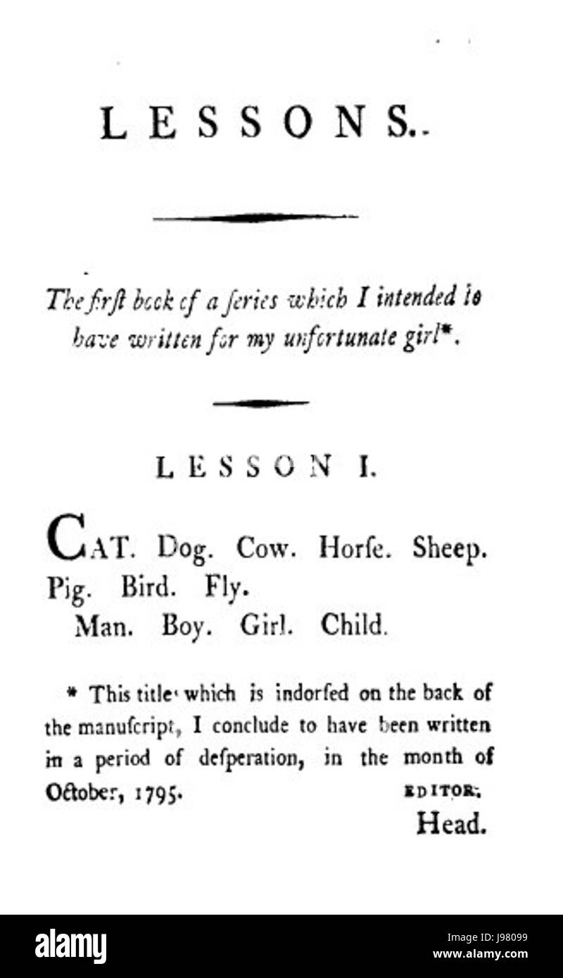 WollstonecraftLessons Banque D'Images