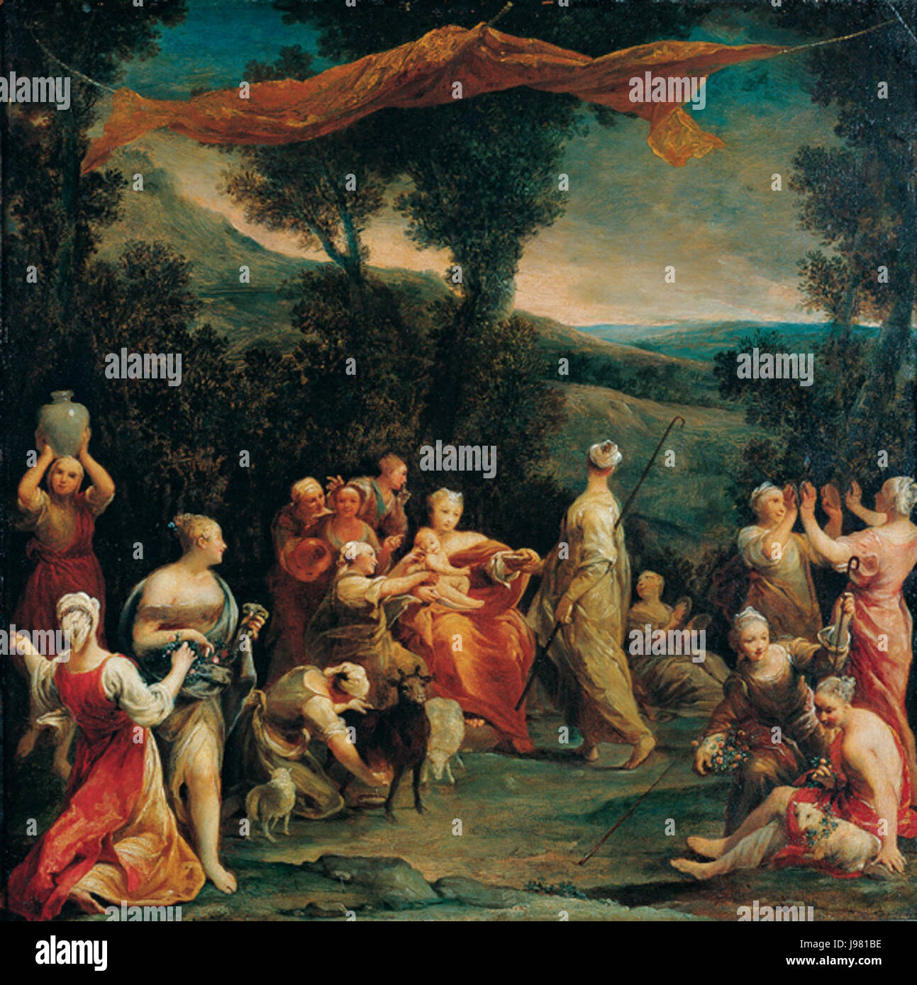 'Jupiter parmi les Corybantes (Korybantes)", huile sur toile de cuivre par Giuseppe Maria Crespi Banque D'Images