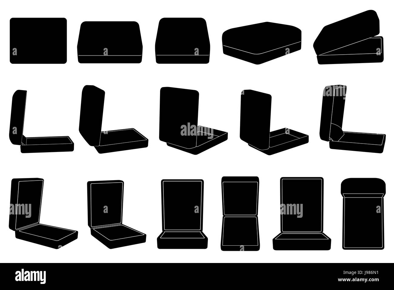 Ensemble de boîtes de sonnerie différentes isolated on white Banque D'Images Ensemble de boîtes de sonnerie différentes isolated on white Banque D'Images