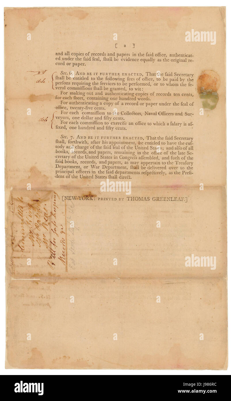 StateDeptSealActBillVersionPage2 Banque D'Images