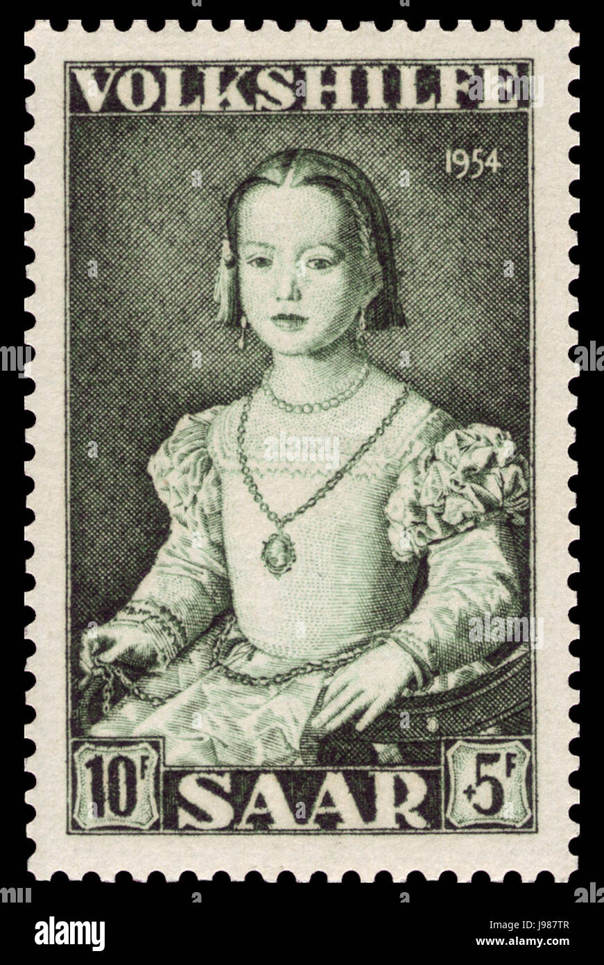 Une peinture de 1954, représentant le portrait d'Agnolo Bronzino de Bia de Médicis, une noble italienne de la Renaissance. Banque D'Images