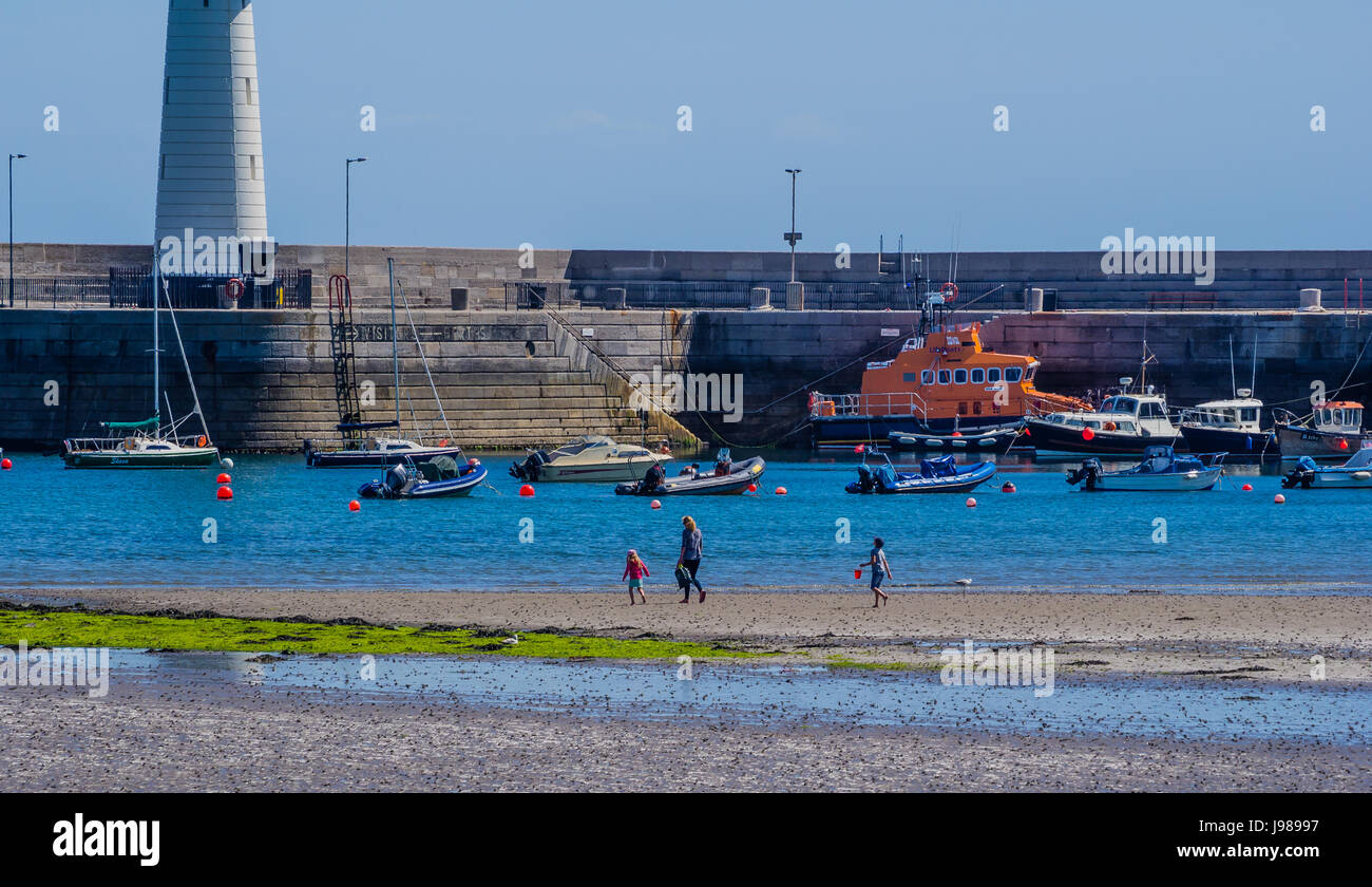 Donaghadee phare et le port. Banque D'Images