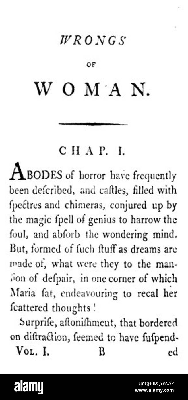 WollstonecraftWrongsPageOne Banque D'Images