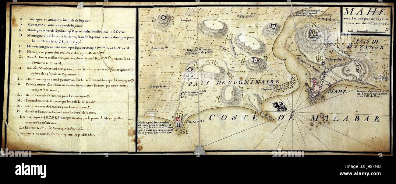 Plan de Mahe avec les attaques de Bayanor souverain du lieu Banque D'Images