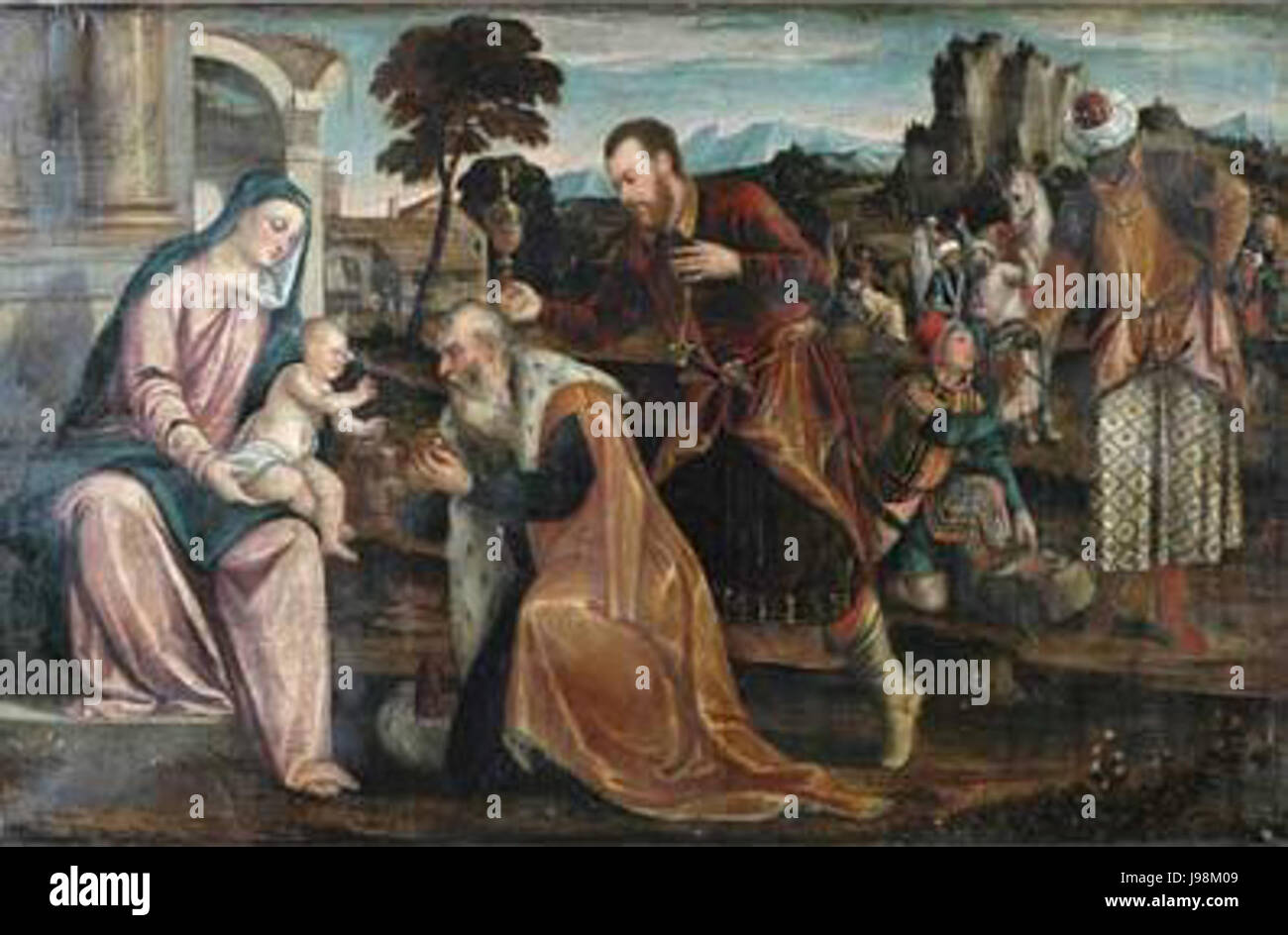 L'Epiphanie ou Adoration des Mages par Bonifacio Veronese Banque D'Images