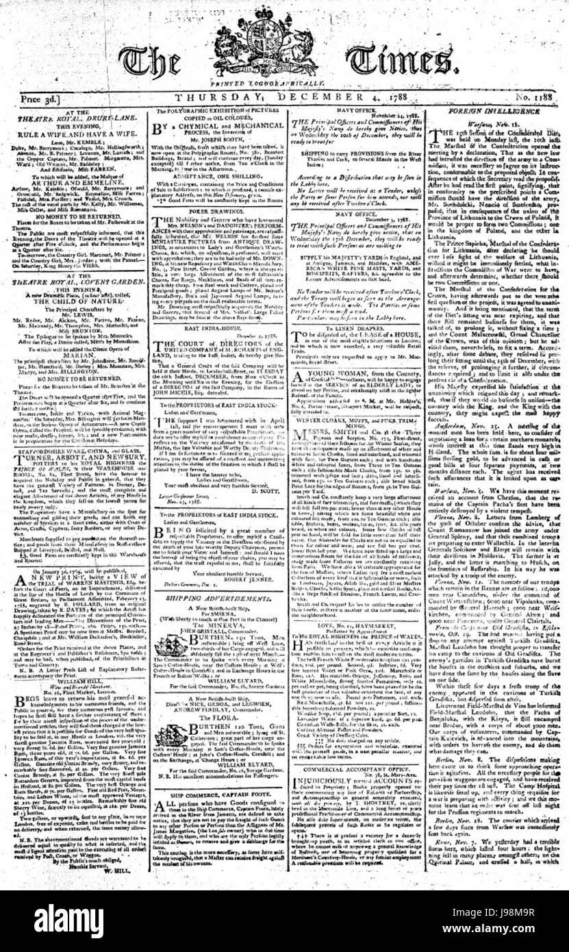 Fois 1788.12.04 Banque D'Images