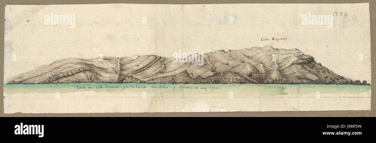 Vista de Cabo Espartel por la banda del Norte a distancia de una legua (1732) Banque D'Images