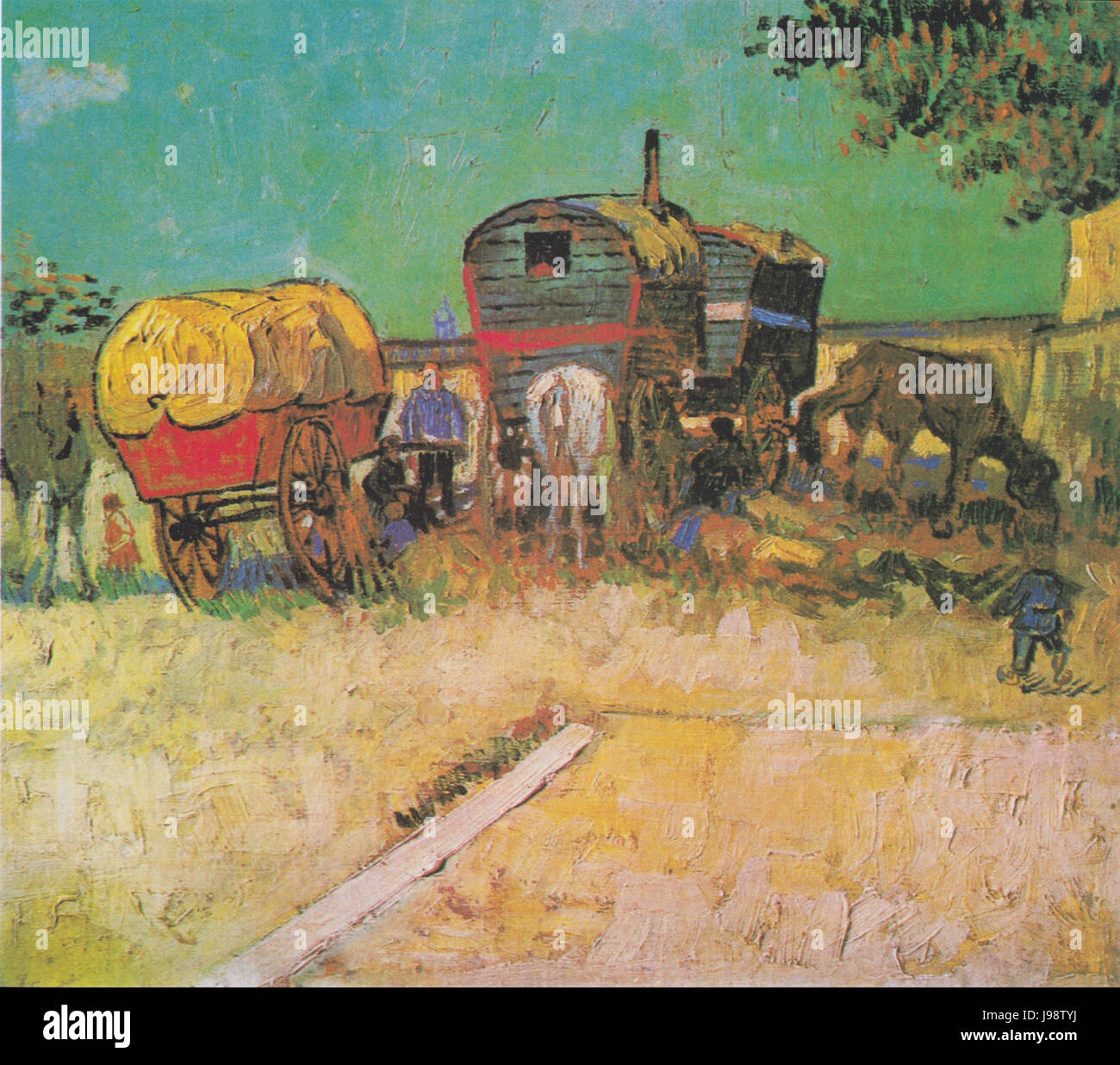 Van Gogh Zigeunerlager mit Pferdewagen Banque D'Images