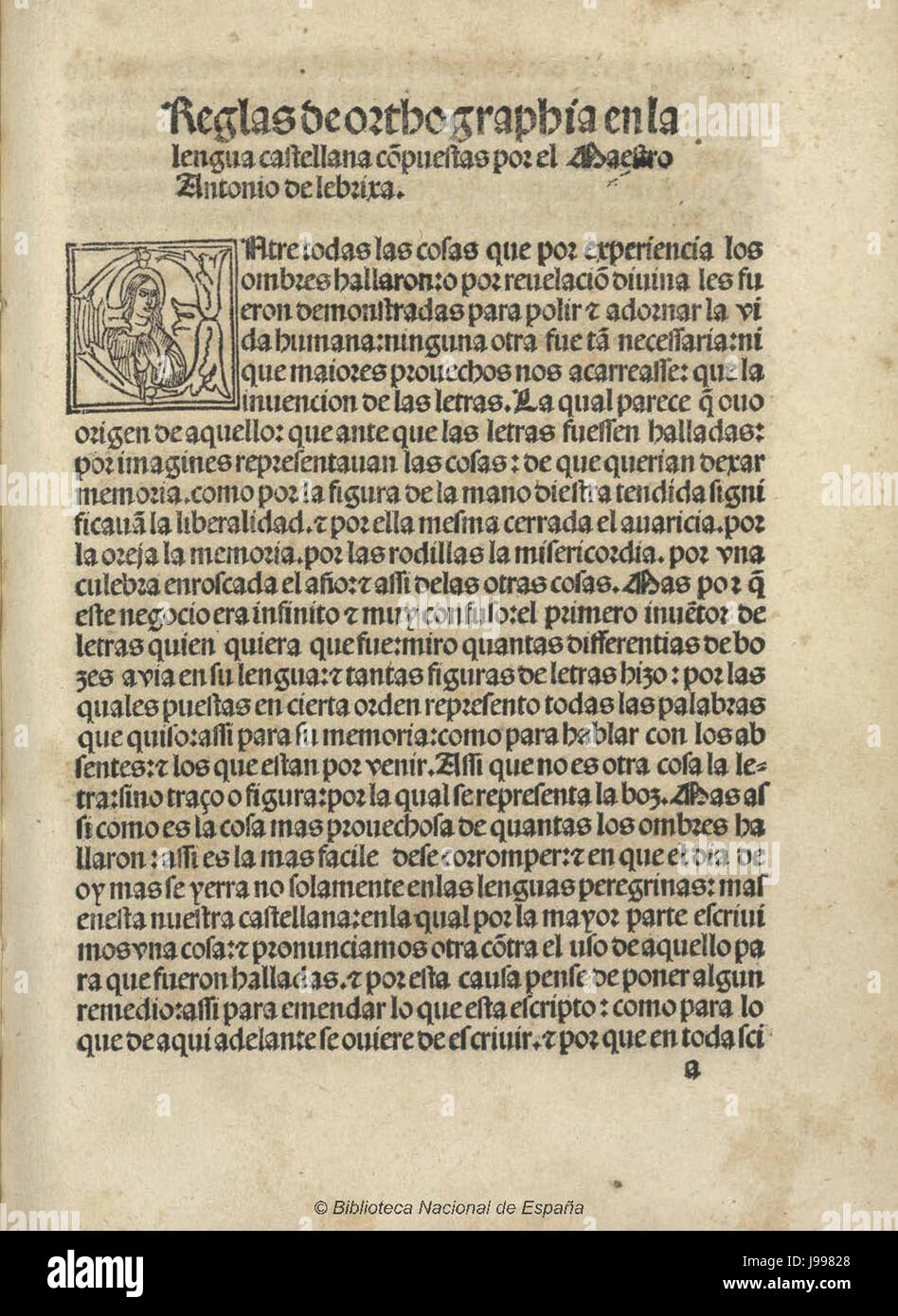 Reglas de orthographia lengua castellana Nebrija 1517 Banque D'Images