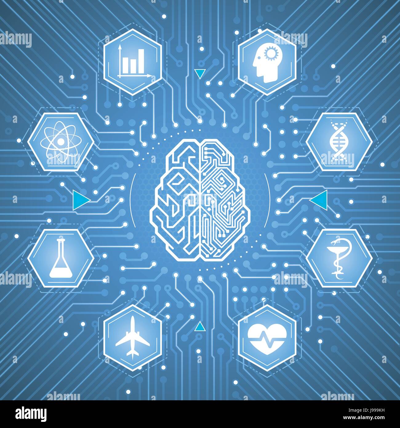 Cerveau cybernétique Illustration de Vecteur