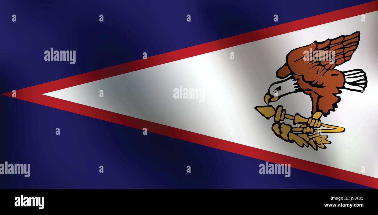 Drapeau de Samoa américaines avec un peu de forme, l'ombrage et du drapeau Couleurs couches séparées - vector illustration Illustration de Vecteur
