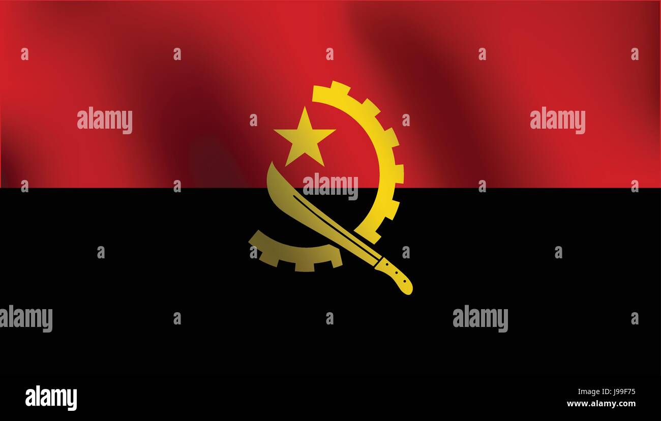 Drapeau de l'Angola avec un peu de forme, l'ombrage et du drapeau Couleurs couches séparées - vector illustration Illustration de Vecteur