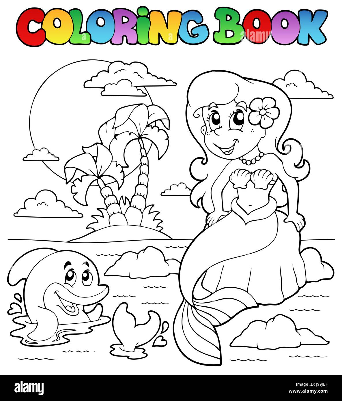 Femme, femmes, de couleur, de peinture, de sirène, peint, coloration, livre, femme, rire, Banque D'Images