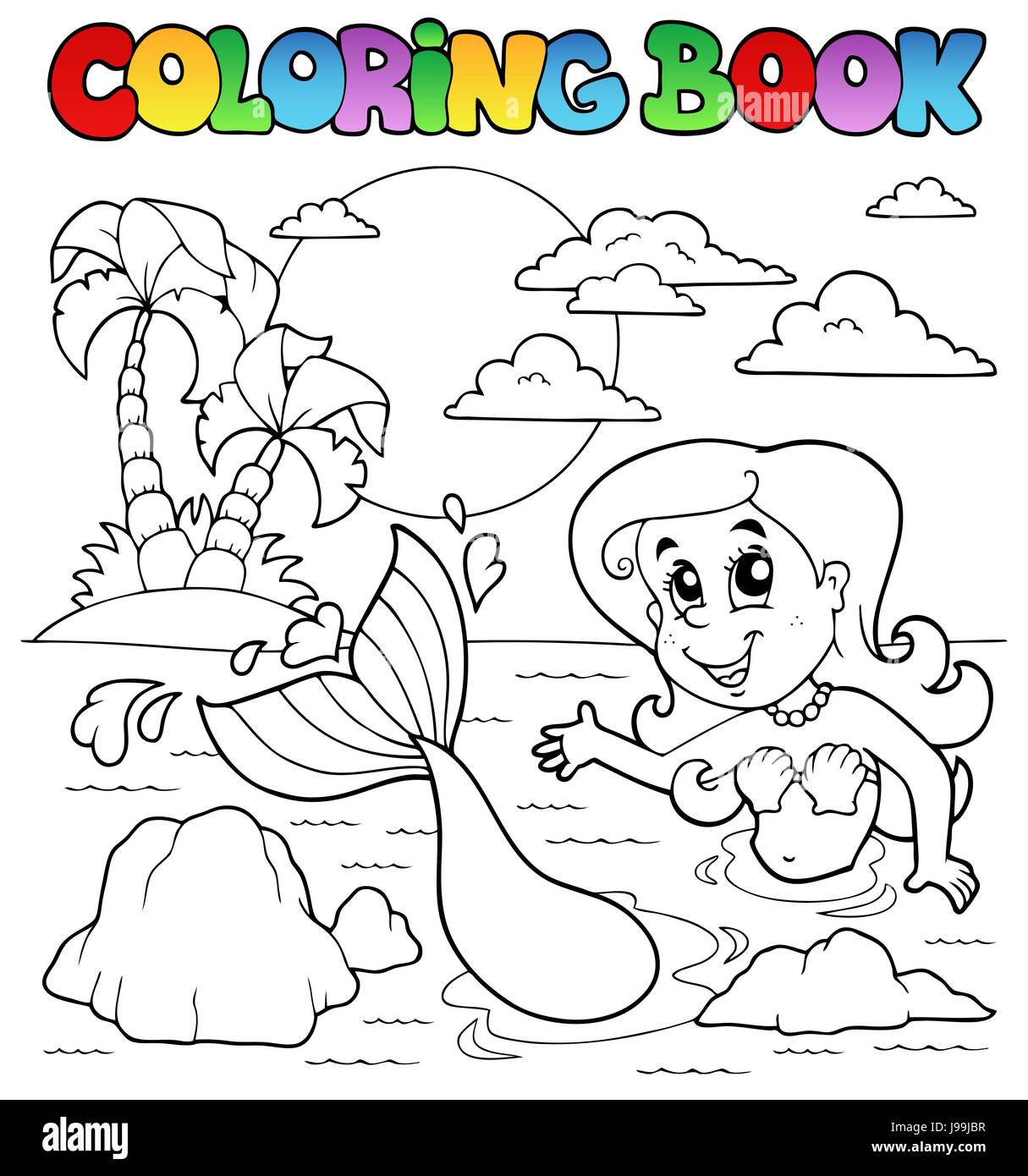 Femme, femmes, de couleur, de peinture, de sirène, peint, coloration, livre, femme, rire, Banque D'Images