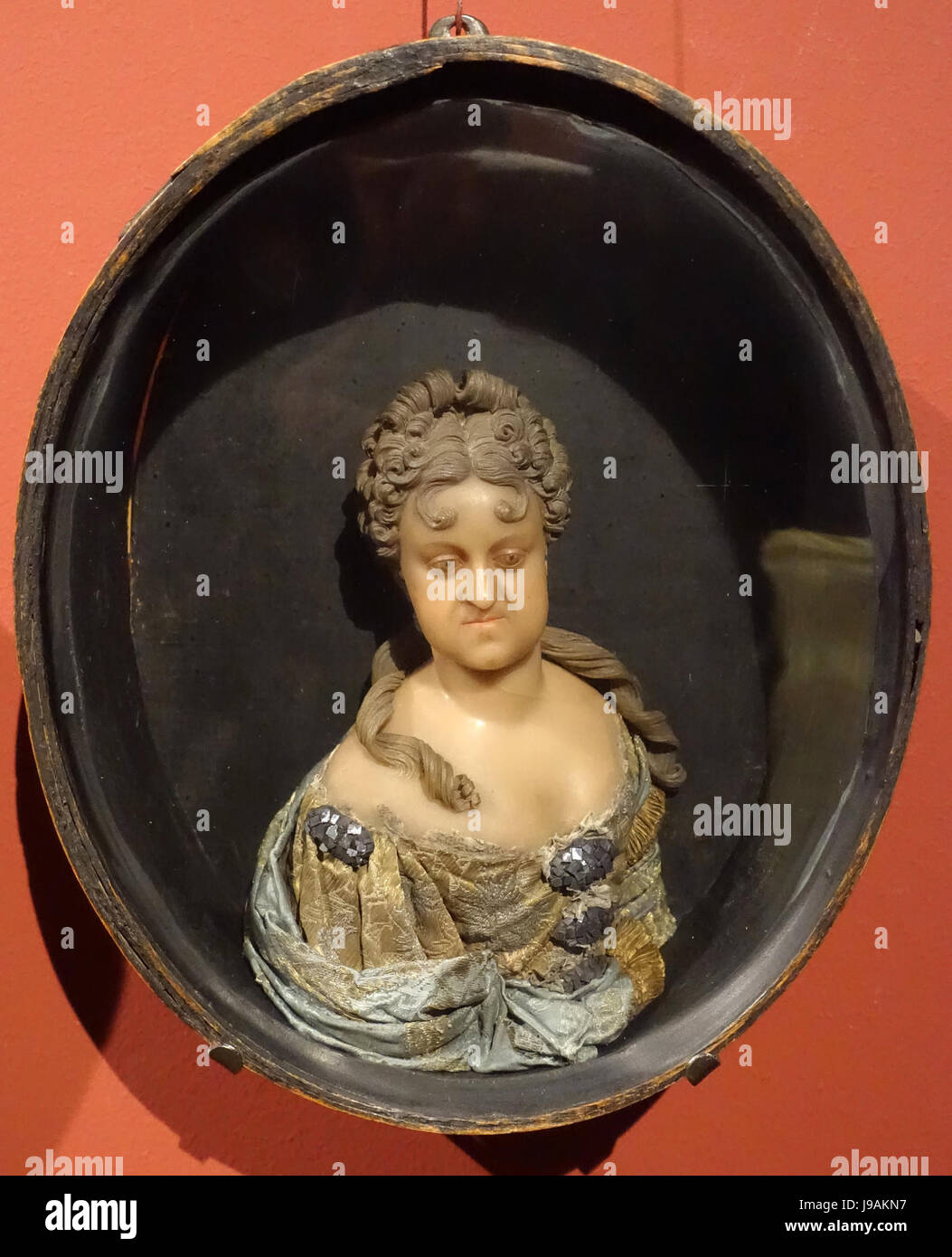 Sophie Charlotte, électrice de Saxe, par Johann Wilhelm von Kolm, Berlin, c. 1700, la cire, les textiles Musée Bode DSC03445 Banque D'Images