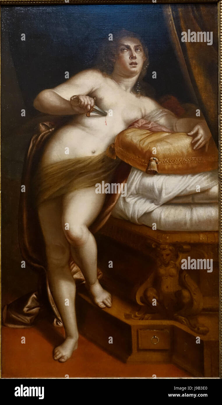 Le suicide de Lucrèce, de Luca Cambiaso, Gênes, ch. 1565, huile sur toile Blanton Museum of Art, Austin Texas DSC07759 Banque D'Images