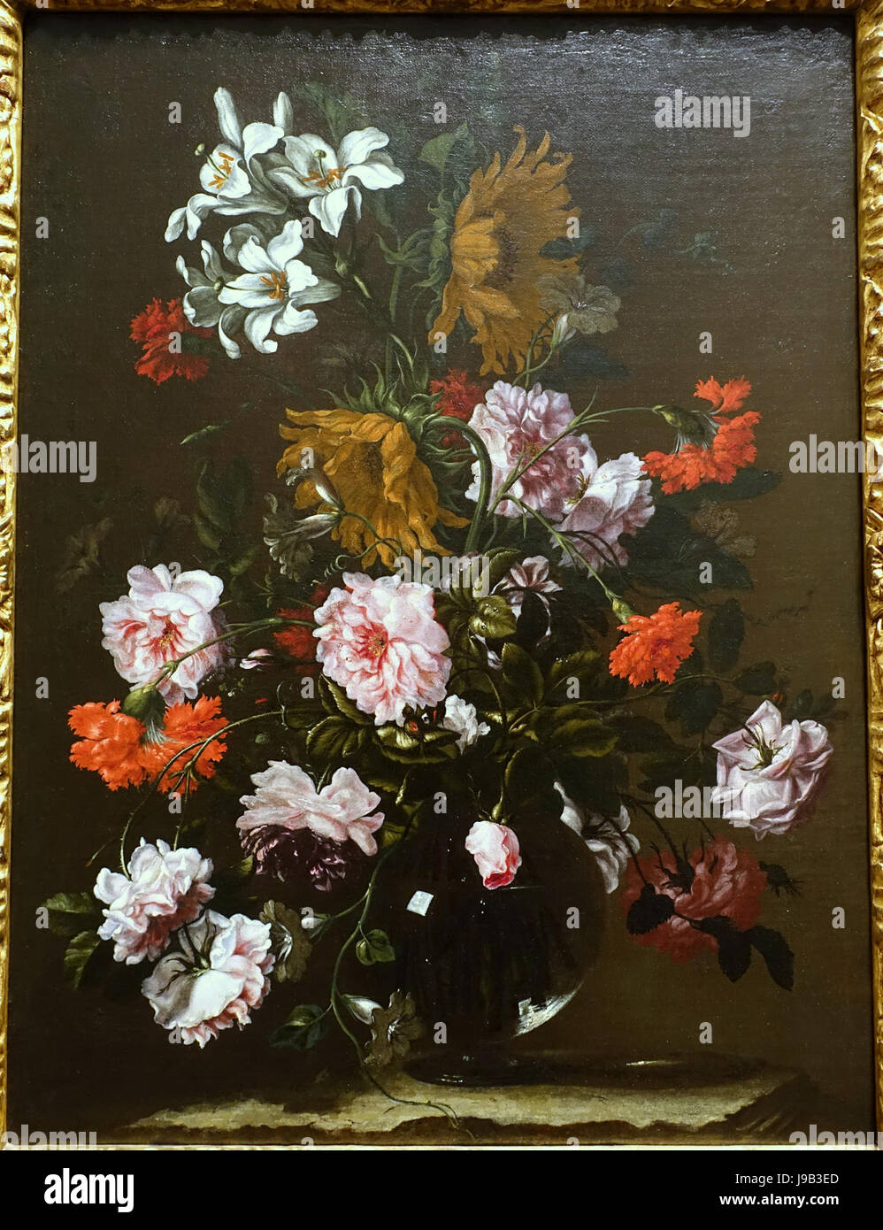 Nature morte avec fleurs dans un vase en verre, Bortolome Perez, Madrid, 1670, huile sur toile Blanton Museum of Art, Austin Texas DSC07829 Banque D'Images
