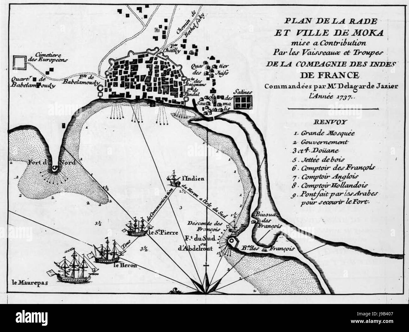 Siège de Moka (Yémen) 1737 Banque D'Images