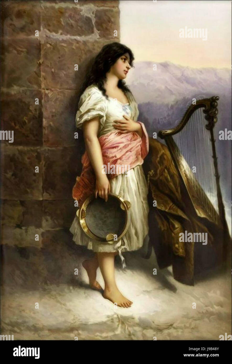 Cette peinture de Wilhelm Kray représente une fille orientale, capturant ses traits et sa tenue culturelle dans un style élégant et détaillé. Banque D'Images