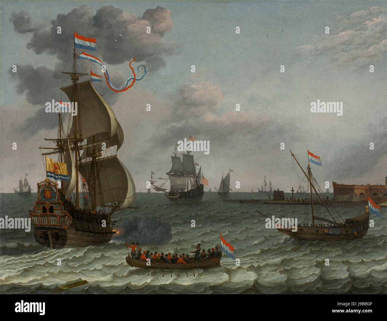 225 Flagship de retourner à Fort Rammekens, attribué à Adam Willaerts Banque D'Images