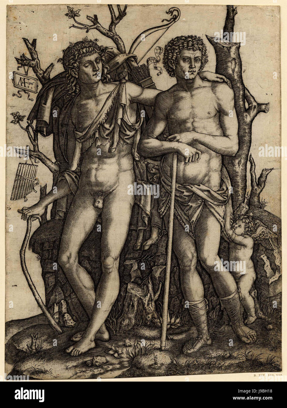 Marcantonio Raimondi, Apollo, Giacinto e amore Lise p.16 Banque D'Images