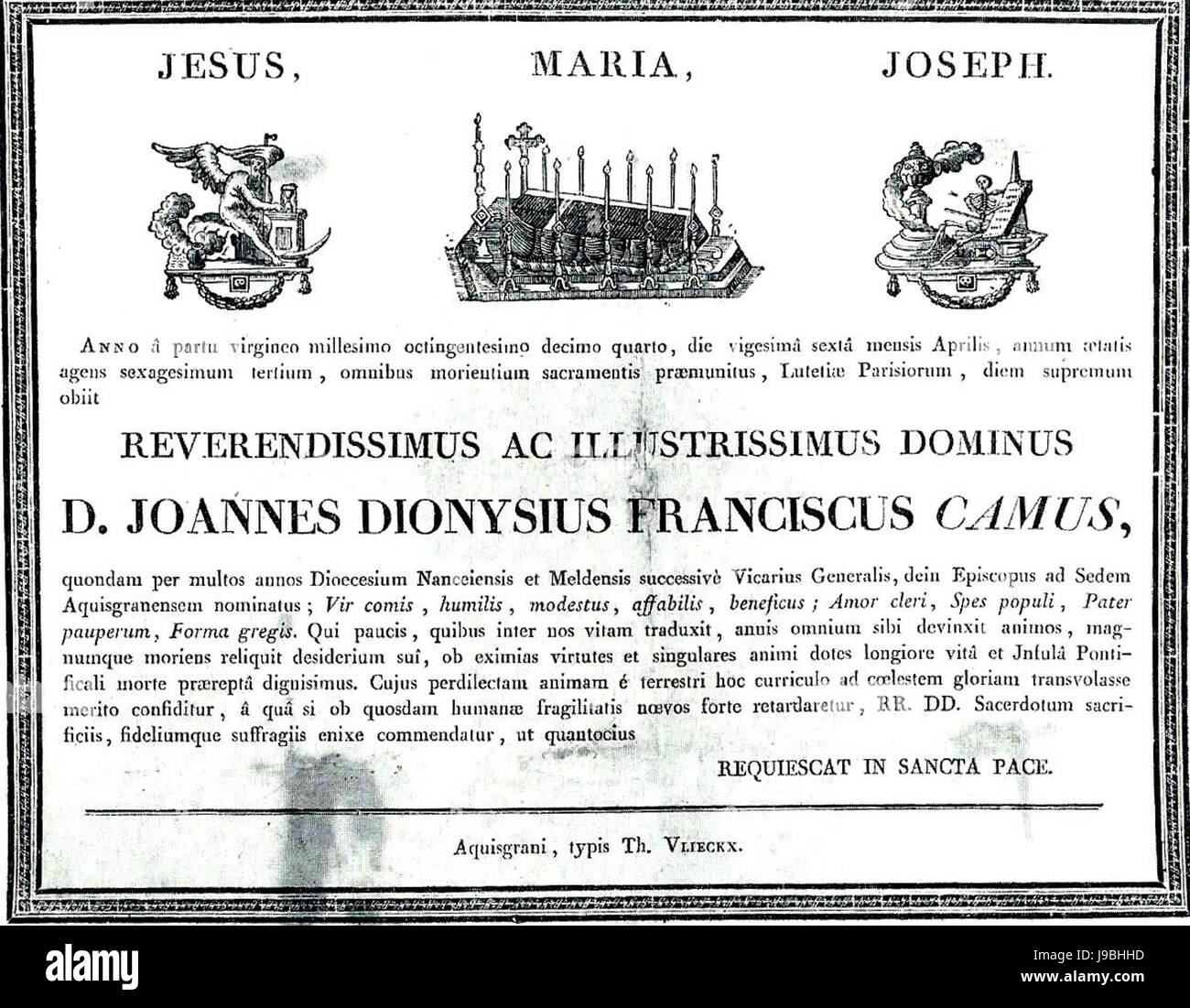 Todesanzeige Jean Denis François Camus Banque D'Images