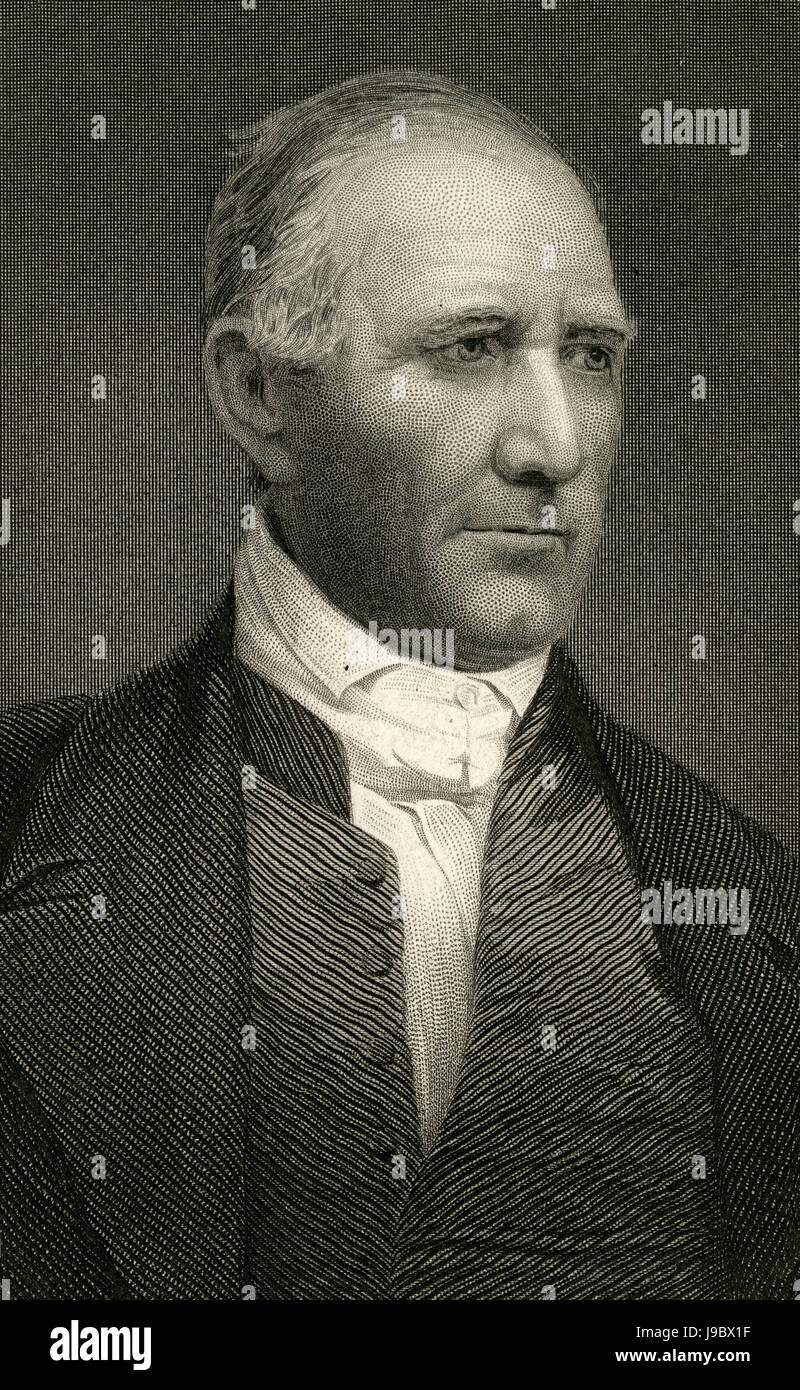 C Antique1860 gravure, Samuel 'Sam' Houston. Samuel Houston (1793-1863) était un homme politique américain et un soldat, mieux connu pour son rôle dans le Texas aux États-Unis comme constituant l'état. SOURCE : gravure originale. Banque D'Images